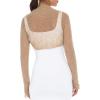 imageBack From Bali Womens Sheer Arm Cover Shrug Long Sleeve Open Front Cropped Mesh Bolero CardiganMocha