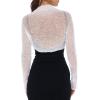 imageBack From Bali Womens Sheer Arm Cover Shrug Long Sleeve Open Front Cropped Mesh Bolero CardiganWhite