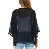 imageBack From Bali Womens Sheer Kimono Cardigan Short Open Front  Sleeve Chiffon DusterBlack