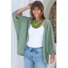 imageBack From Bali Womens Sheer Kimono Cardigan Short Open Front  Sleeve Chiffon DusterWhite