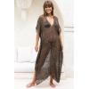 imageBack From Bali Womens Sheer Long Swimsuit Cover Up Sexy Pullover Metallic Mesh Knit Beach PonchoBlack Gold