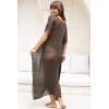 imageBack From Bali Womens Sheer Long Swimsuit Cover Up Sexy Pullover Metallic Mesh Knit Beach PonchoBlack Silver