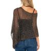 imageBack From Bali Womens Sheer Poncho Shrug Bolero Lightweight Summer Shrug Pullover SweaterBlack Gold
