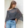 imageBack From Bali Womens Sheer Poncho Shrug Bolero Lightweight Summer Shrug Pullover SweaterBlack Silver