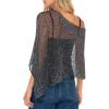 imageBack From Bali Womens Sheer Poncho Shrug Bolero Lightweight Summer Shrug Pullover SweaterBlack Silver