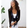 imageBack From Bali Womens Sheer Shrug Bolero Long Sleeves Cropped Cardigan Lite Bell SleevesGreen