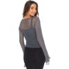 imageBack From Bali Womens Sheer Shrug Bolero Long Sleeves Cropped Cardigan Lite Bell SleevesGunmetal