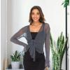 imageBack From Bali Womens Sheer Shrug Bolero Long Sleeves Cropped Cardigan Lite Bell SleevesGunmetal