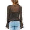 imageBack From Bali Womens Sheer Shrug Bolero Long Sleeves Cropped Cardigan Lite Bell SleevesMetallic Black Gold