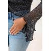 imageBack From Bali Womens Sheer Shrug Bolero Long Sleeves Cropped Cardigan Lite Bell SleevesMetallic Black Silver