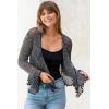 imageBack From Bali Womens Sheer Shrug Bolero Long Sleeves Cropped Cardigan Lite Bell SleevesMetallic Black Silver