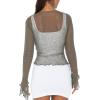imageBack From Bali Womens Sheer Shrug Bolero Long Sleeves Cropped Cardigan Lite Bell SleevesOlive