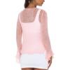 imageBack From Bali Womens Sheer Shrug Bolero Long Sleeves Cropped Cardigan Lite Bell SleevesPink
