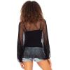 imageBack From Bali Womens Sheer Shrug Dressy Poncho Top Lightweight Mesh Knit Sweater Dolman SleevesBlack