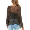 imageBack From Bali Womens Sheer Shrug Dressy Poncho Top Lightweight Mesh Knit Sweater Dolman SleevesBlack Gold