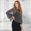 imageBack From Bali Womens Sheer Shrug Dressy Poncho Top Lightweight Mesh Knit Sweater Dolman SleevesBlack Silver