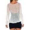 imageBack From Bali Womens Sheer Shrug Dressy Poncho Top Lightweight Mesh Knit Sweater Dolman SleevesCream