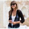 imageBack From Bali Womens Sheer Shrug Ruffle Cardigan Lightweight Sweater Bolero Arm CoverBlack