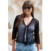 imageBack From Bali Womens Sheer Shrug Ruffle Cardigan Lightweight Sweater Bolero Arm CoverBlack
