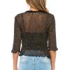 imageBack From Bali Womens Sheer Shrug Ruffle Cardigan Lightweight Sweater Bolero Arm CoverBlack Gold