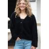 imageBack From Bali Womens Slouchy VNeck Cardigan Fuzzy Knit Sweater Oversized Drop Shoulder Long SleevesBlack