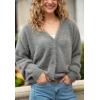 imageBack From Bali Womens Slouchy VNeck Cardigan Fuzzy Knit Sweater Oversized Drop Shoulder Long SleevesGrey