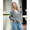 imageBack From Bali Womens Slouchy VNeck Cardigan Fuzzy Knit Sweater Oversized Drop Shoulder Long SleevesGrey