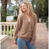 imageBack From Bali Womens Slouchy VNeck Cardigan Fuzzy Knit Sweater Oversized Drop Shoulder Long SleevesKhaki