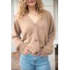 imageBack From Bali Womens Slouchy VNeck Cardigan Fuzzy Knit Sweater Oversized Drop Shoulder Long SleevesKhaki