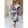 imageBack From Bali Womens Swimsuit Cover Up Long Poncho Print V Neck Pullover Beach Caftan for Bathing SuitBlack Butterfly