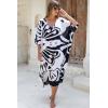 imageBack From Bali Womens Swimsuit Cover Up Long Poncho Print V Neck Pullover Beach Caftan for Bathing SuitBlack Butterfly