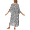imageBack From Bali Womens Swimsuit Cover Up Long Poncho Print V Neck Pullover Beach Caftan for Bathing SuitGraphic Black