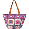 imageBack From Bali Womens 100 Cotton Hand Crochet Large Bucket Tote Bag Artisan Granny Square Lined Zipper Closure