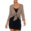 imageBack From Bali Womens 100 Cotton Shrug Tie Front Cardigan Lightweight Soft Knit 34 Sleeve Open Front SweaterBeige