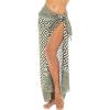 imageBack From Bali Womens Geometric Print Sarong Wrap Beach Pareo Swimsuit Cover Up Skirt with Coconut ClipFern