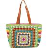 imageBack From Bali Womens Large Hand Crochet Tote Bag  Fully Lined Zipper Closure Over the Shoulder Handle HandbagLime