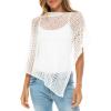 imageBack From Bali Womens Lightweight Knit Poncho Sweater Sheer Pullover Shrug Shawl Summer Cover UpWhite