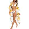 imageBack From Bali Womens Long Open Front Kimono Cardigan Boho Flowy Swimsuit Cover Up Summer Rayon Beach DusterYellow Blossom