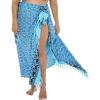 imageBack From Bali Womens Plus Size Sarong Swimsuit Cover Up Peacock Beach Wear Bikini Wrap Skirt with Coconut ClipBlue Black