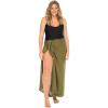 imageBack From Bali Womens Plus Size Sarong Wrap Solid Swimsuit Cover Up Pareo Bathing Suit Beach Skirt Coconut ClipOlive