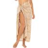 imageBack From Bali Womens Print Sarong Coverup Swimsuit Pareo with Boho Fringe ampamp Coconut Clip  Wrap Skirt or Beach ShawlMocha