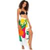 imageBack From Bali Womens Sarong Coverup Hand Painted Flower Swimsuit Wrap Skirt Beach Pareo with Coconut ClipHibiscus White