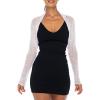imageBack From Bali Womens Sheer Arm Cover Shrug Long Sleeve Open Front Cropped Mesh Bolero CardiganWhite
