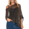 imageBack From Bali Womens Sheer Poncho Shrug Bolero Lightweight Summer Shrug Pullover SweaterBlack Gold
