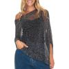 imageBack From Bali Womens Sheer Poncho Shrug Bolero Lightweight Summer Shrug Pullover SweaterBlack Silver