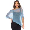 imageBack From Bali Womens Sheer Poncho Shrug Bolero Lightweight Summer Shrug Pullover SweaterWedgewood Blue
