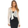 imageBack From Bali Womens Sheer Shrug Bolero Long Sleeves Cropped Cardigan Lite Bell SleevesCreamOff White