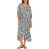 imageBack From Bali Womens Swimsuit Cover Up Long Poncho Print V Neck Pullover Beach Caftan for Bathing SuitGraphic Black