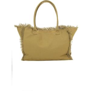 imageBack From Bali Womens 100 Cotton Canvas Large Tote Bag with Front ampamp Inside Pockets Everyday HandbagOlive