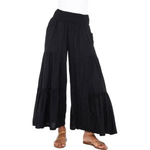 imageBack From Bali Womens Boho Ruffle Wide Leg High Waist Palazzo Pants with PocketsBlack